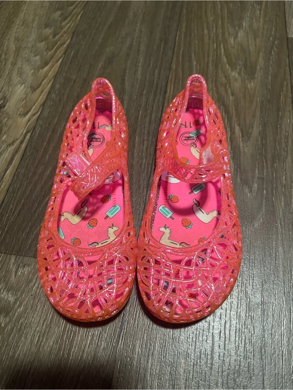 wonder nation Girls Pink Jelly Sandal with Bow